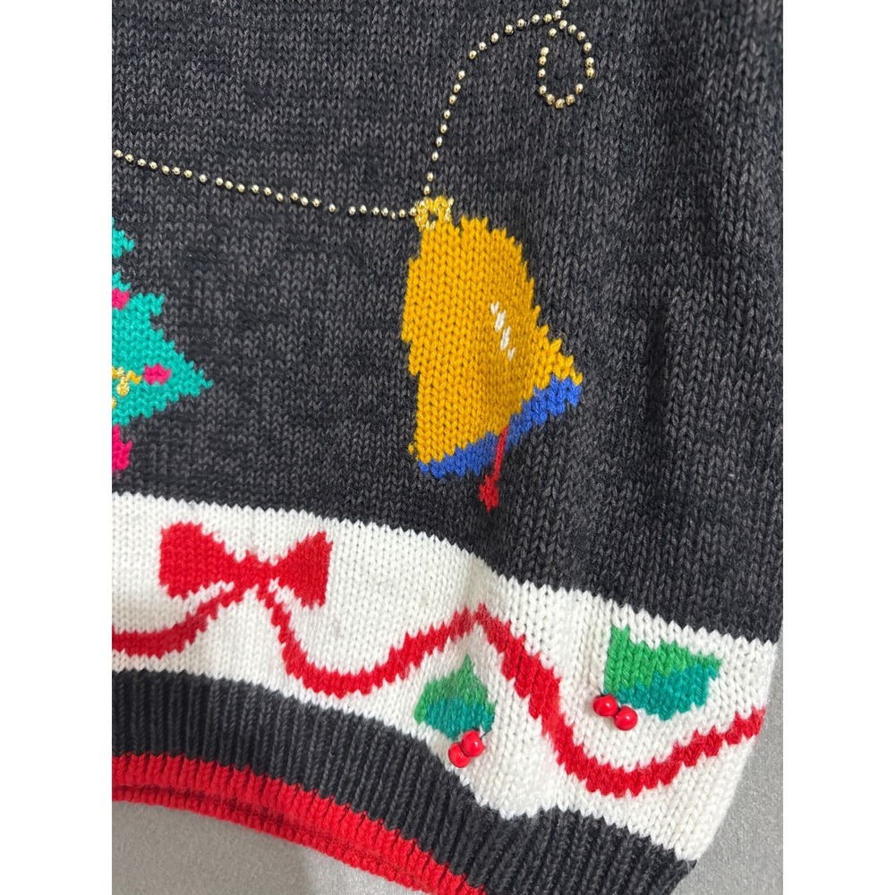 Vintage Ugly Christmas Sweater Beaded Holiday 20W Grannycore plus party black - Picture 8 of 11